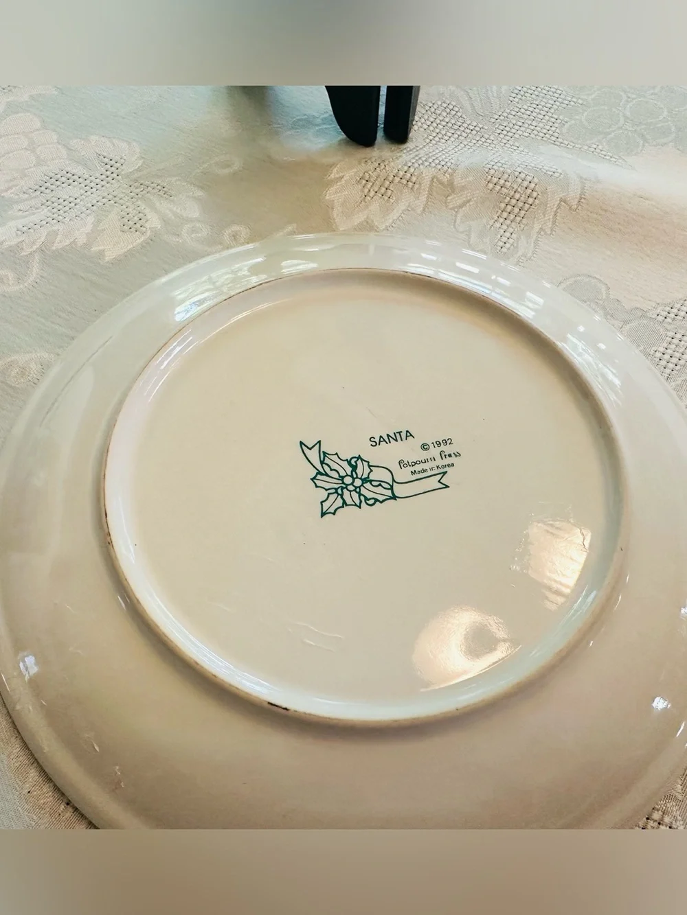 Vtg 1992 Potpourri Press Christmas Plate & Mug Set 